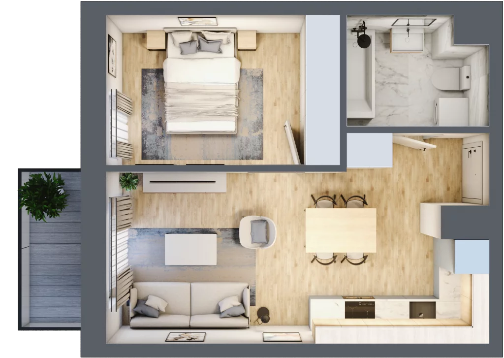 2 pokoje, mieszkanie 36,09 m², piętro 2, oferta nr 67, Waterlane Vibe, Łódź, Polesie, Stare Polesie, ul. 28 Pułku Strzelców Kaniowskich 29