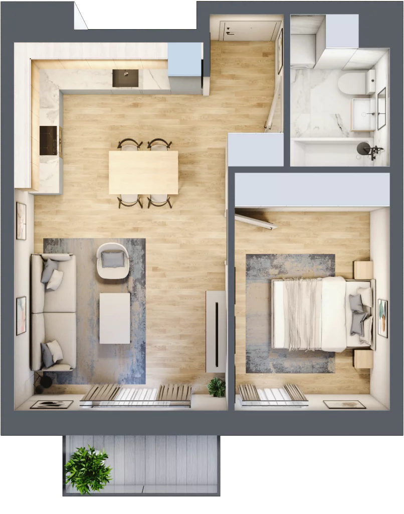 2 pokoje, mieszkanie 44,20 m², piętro 3, oferta nr 90, Waterlane Vibe, Łódź, Polesie, Stare Polesie, ul. 28 Pułku Strzelców Kaniowskich 29