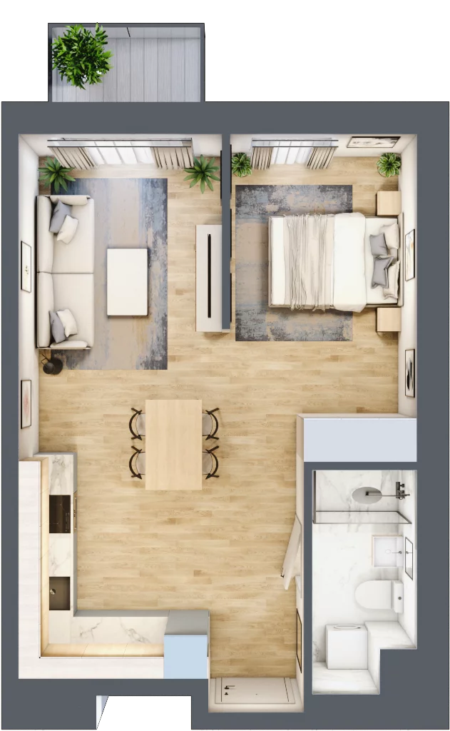 1 pokój, mieszkanie 40,82 m², piętro 2, oferta nr 75, Waterlane Vibe, Łódź, Polesie, Stare Polesie, ul. 28 Pułku Strzelców Kaniowskich 29