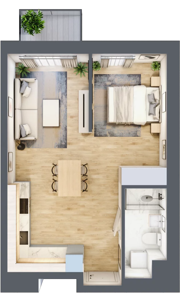 1 pokój, mieszkanie 40,82 m², piętro 5, oferta nr 147, Waterlane Vibe, Łódź, Polesie, Stare Polesie, ul. 28 Pułku Strzelców Kaniowskich 29