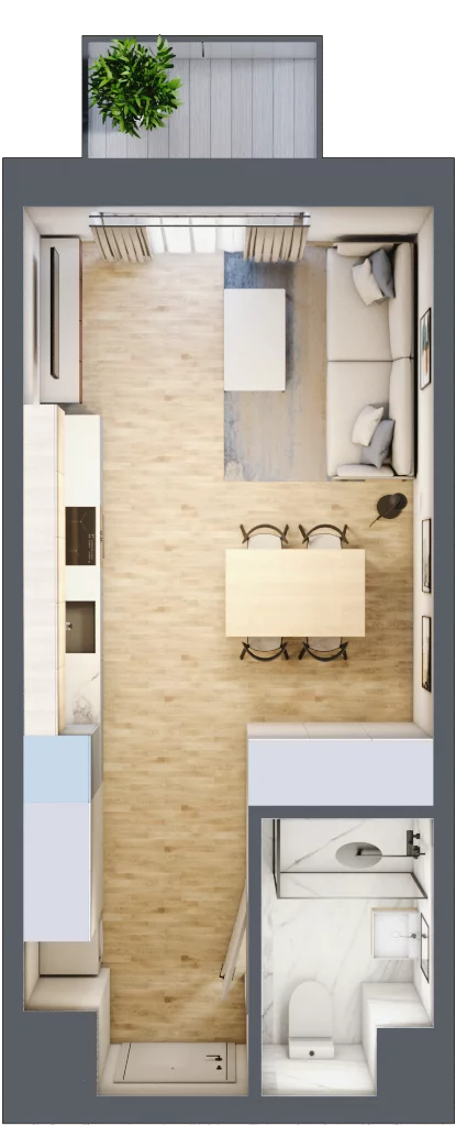 1 pokój, mieszkanie 27,83 m², piętro 1, oferta nr 44, Waterlane Vibe, Łódź, Polesie, Stare Polesie, ul. 28 Pułku Strzelców Kaniowskich 29