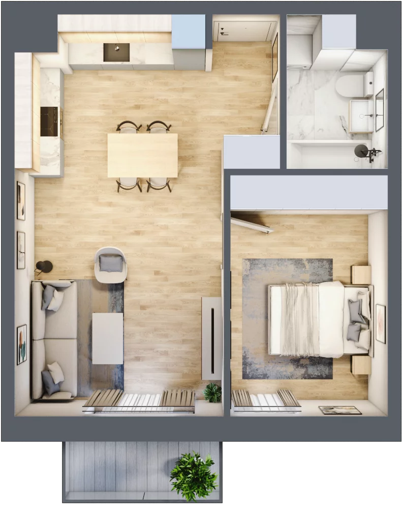 2 pokoje, mieszkanie 44,49 m², piętro 5, oferta nr 135, Waterlane Vibe, Łódź, Polesie, Stare Polesie, ul. 28 Pułku Strzelców Kaniowskich 29