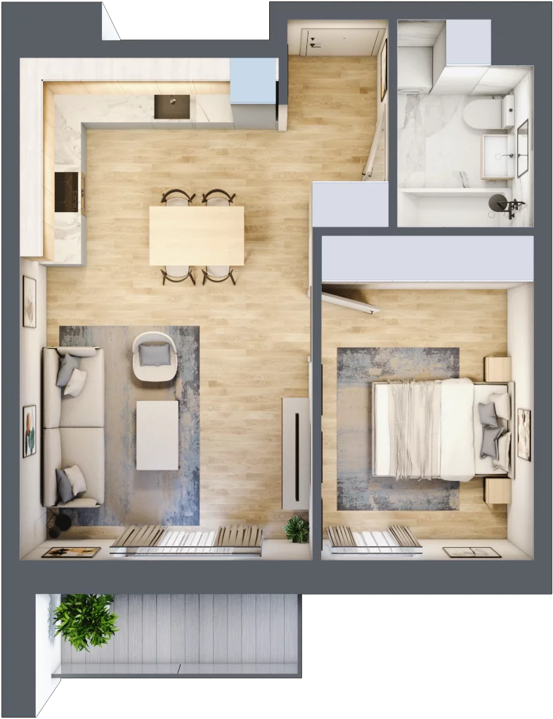 2 pokoje, mieszkanie 44,20 m², piętro 2, oferta nr 62, Waterlane Vibe, Łódź, Polesie, Stare Polesie, ul. 28 Pułku Strzelców Kaniowskich 29
