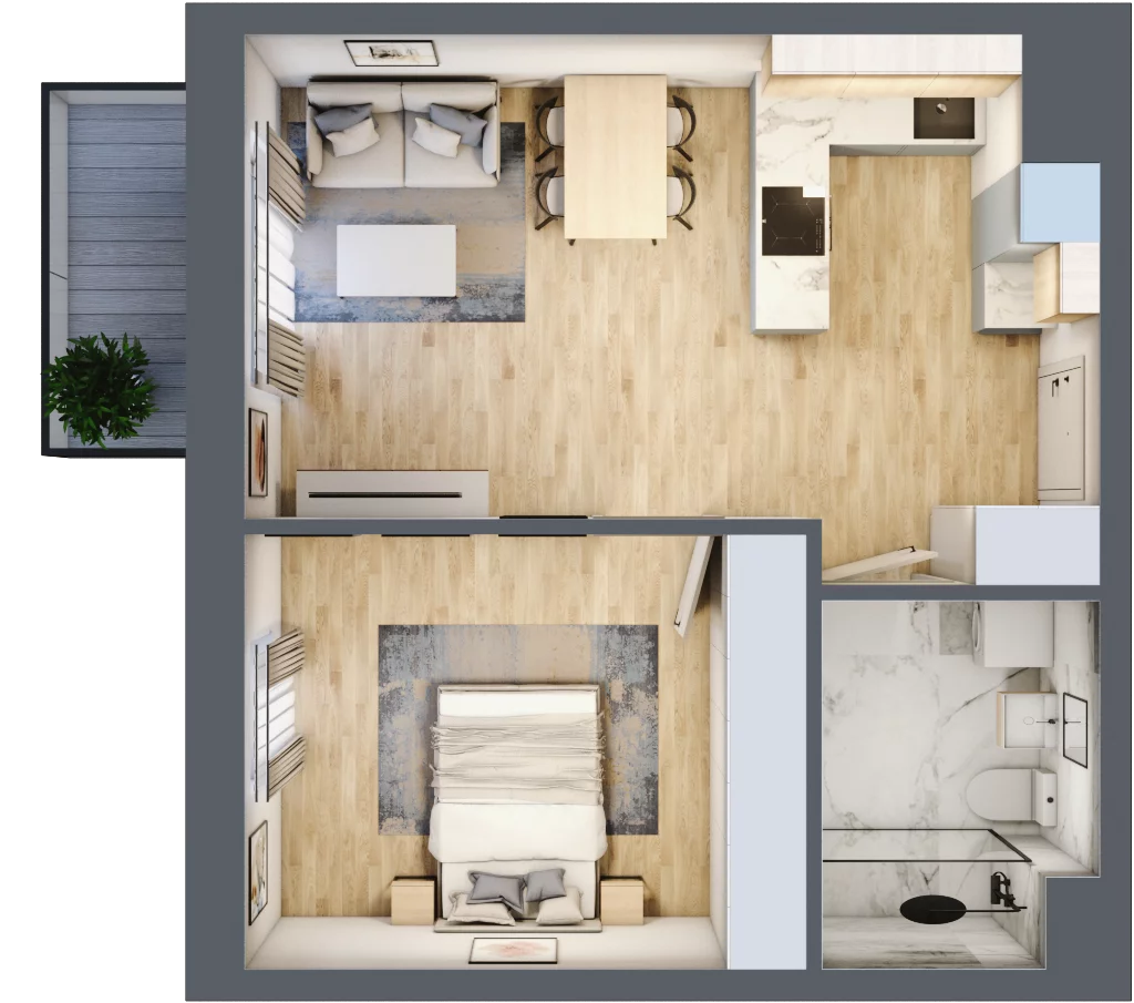 2 pokoje, mieszkanie 43,48 m², piętro 3, oferta nr 77, Waterlane Vibe, Łódź, Polesie, Stare Polesie, ul. 28 Pułku Strzelców Kaniowskich 29