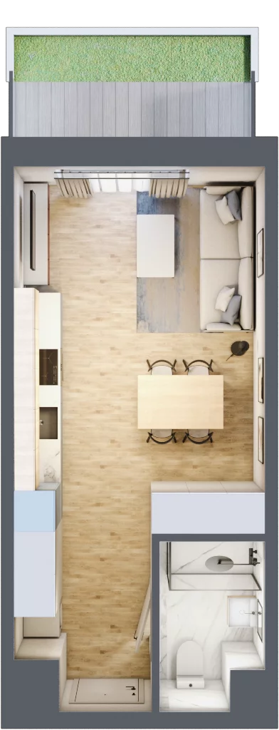 1 pokój, mieszkanie 27,83 m², parter, oferta nr 14, Waterlane Vibe, Łódź, Polesie, Stare Polesie, ul. 28 Pułku Strzelców Kaniowskich 29