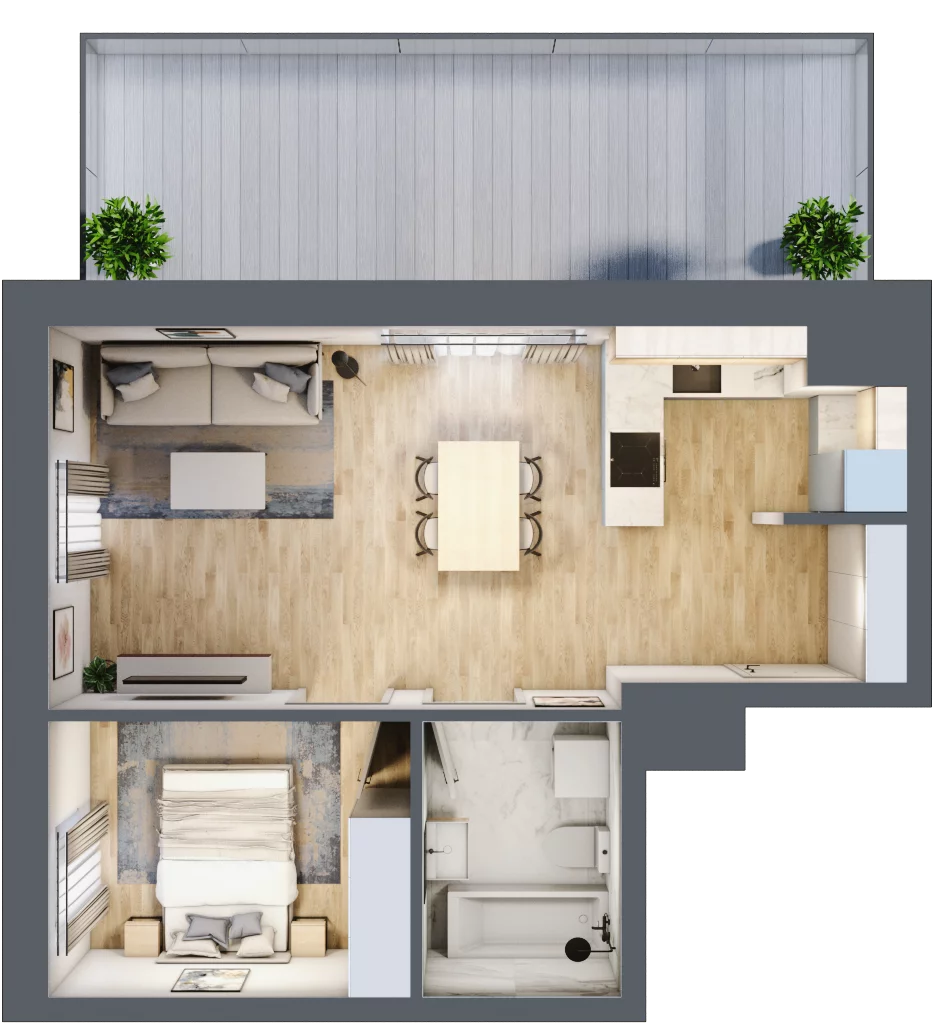 2 pokoje, mieszkanie 43,17 m², piętro 5, oferta nr 126, Waterlane Vibe, Łódź, Polesie, Stare Polesie, ul. 28 Pułku Strzelców Kaniowskich 29