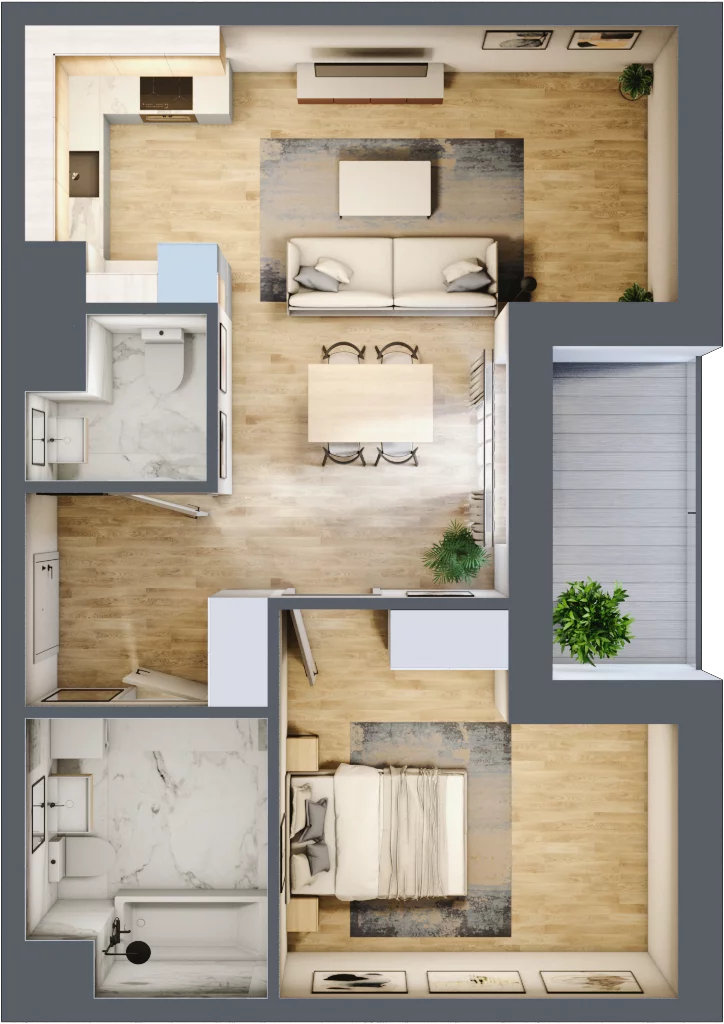 2 pokoje, mieszkanie 47,72 m², piętro 6, oferta nr 152, Waterlane Vibe, Łódź, Polesie, Stare Polesie, ul. 28 Pułku Strzelców Kaniowskich 29