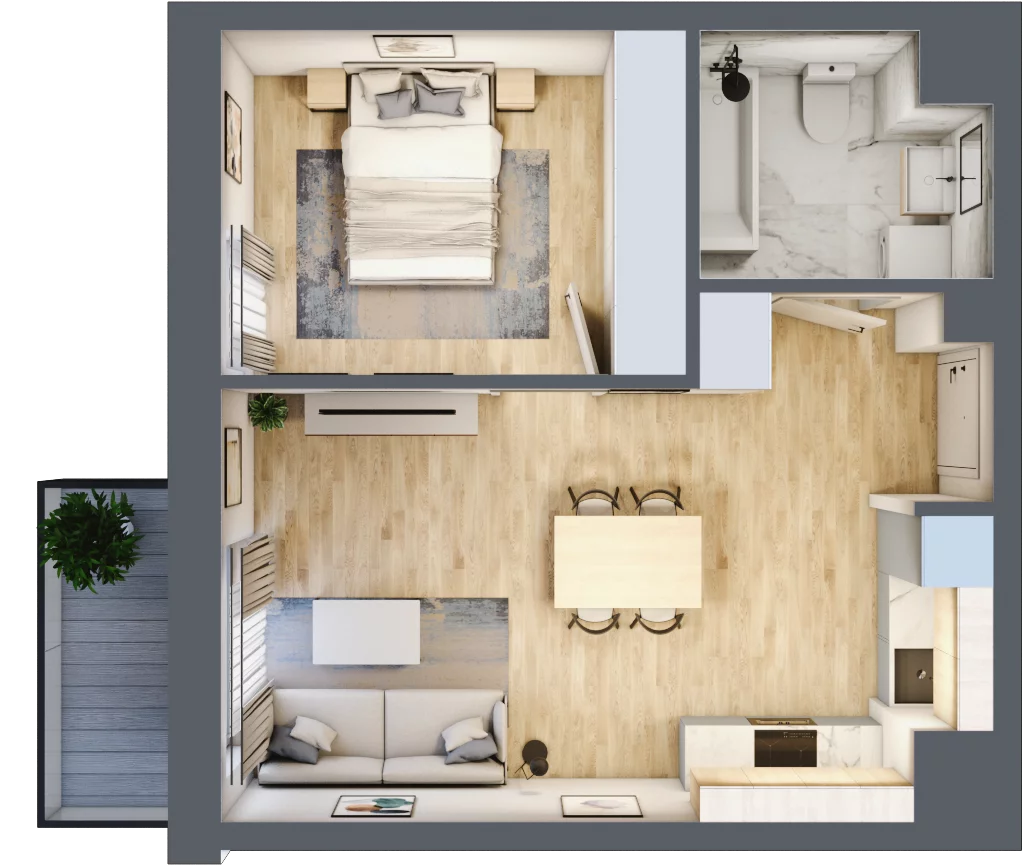 2 pokoje, mieszkanie 40,45 m², piętro 4, oferta nr 110, Waterlane Vibe, Łódź, Polesie, Stare Polesie, ul. 28 Pułku Strzelców Kaniowskich 29