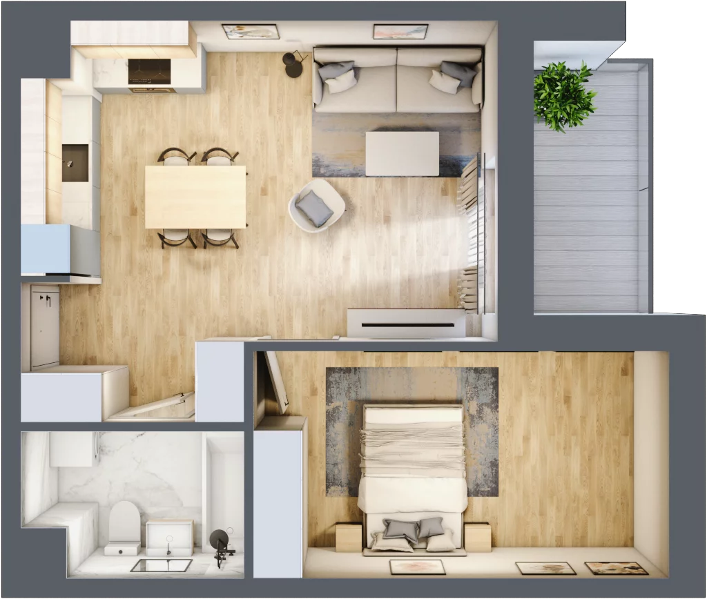 2 pokoje, mieszkanie 40,92 m², piętro 5, oferta nr 128, Waterlane Vibe, Łódź, Polesie, Stare Polesie, ul. 28 Pułku Strzelców Kaniowskich 29