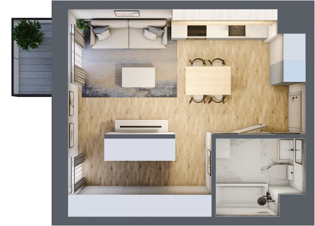 1 pokój, mieszkanie 34,65 m², piętro 5, oferta nr 124, Waterlane Vibe, Łódź, Polesie, Stare Polesie, ul. 28 Pułku Strzelców Kaniowskich 29