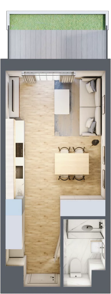 1 pokój, mieszkanie 27,83 m², parter, oferta nr 12, Waterlane Vibe, Łódź, Polesie, Stare Polesie, ul. 28 Pułku Strzelców Kaniowskich 29