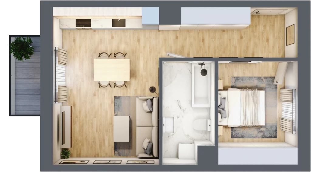 2 pokoje, mieszkanie 44,96 m², piętro 1, oferta nr 34, Waterlane Vibe, Łódź, Polesie, Stare Polesie, ul. 28 Pułku Strzelców Kaniowskich 29