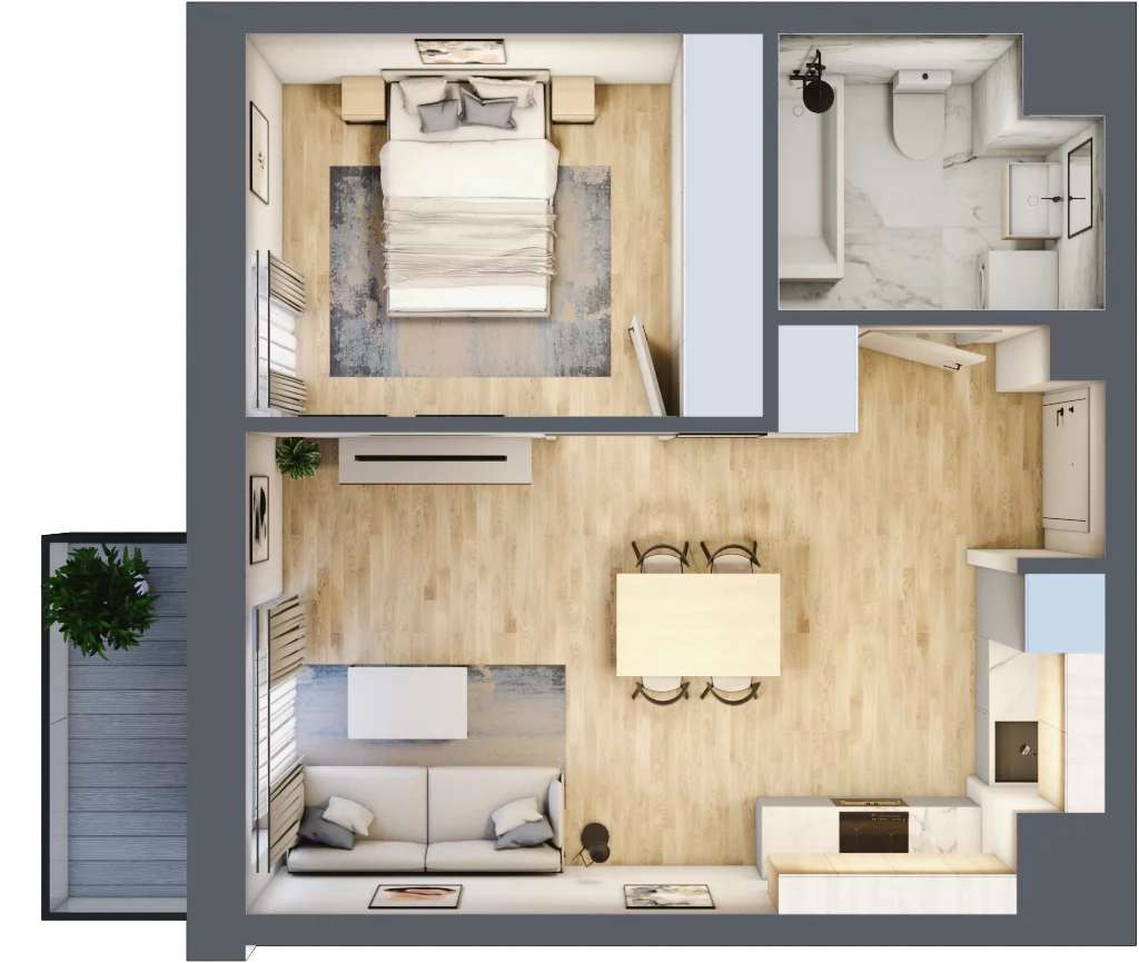 2 pokoje, mieszkanie 40,45 m², piętro 5, oferta nr 134, Waterlane Vibe, Łódź, Polesie, Stare Polesie, ul. 28 Pułku Strzelców Kaniowskich 29