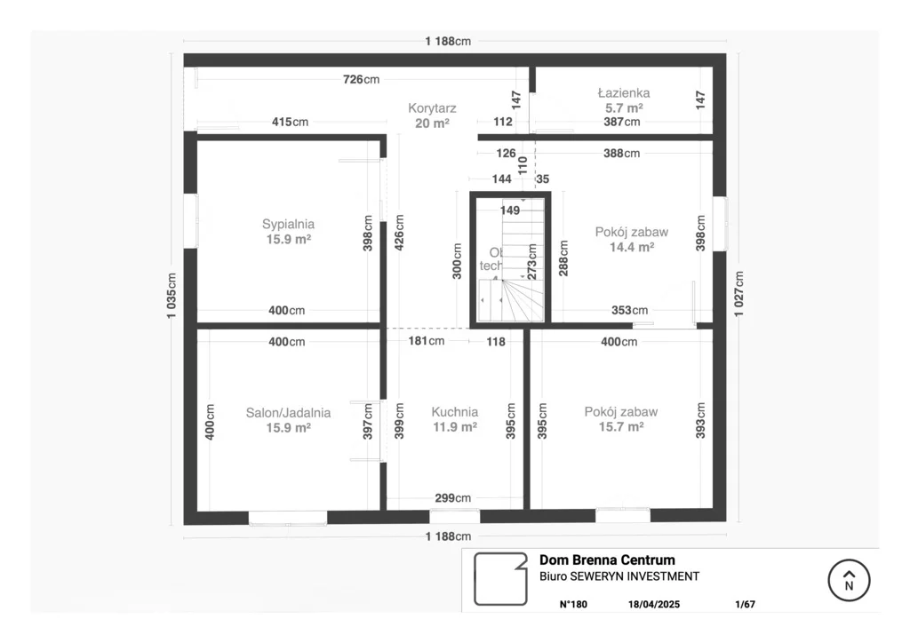Dom 180,00 m², oferta nr , 2/17812/ODS, Brenna