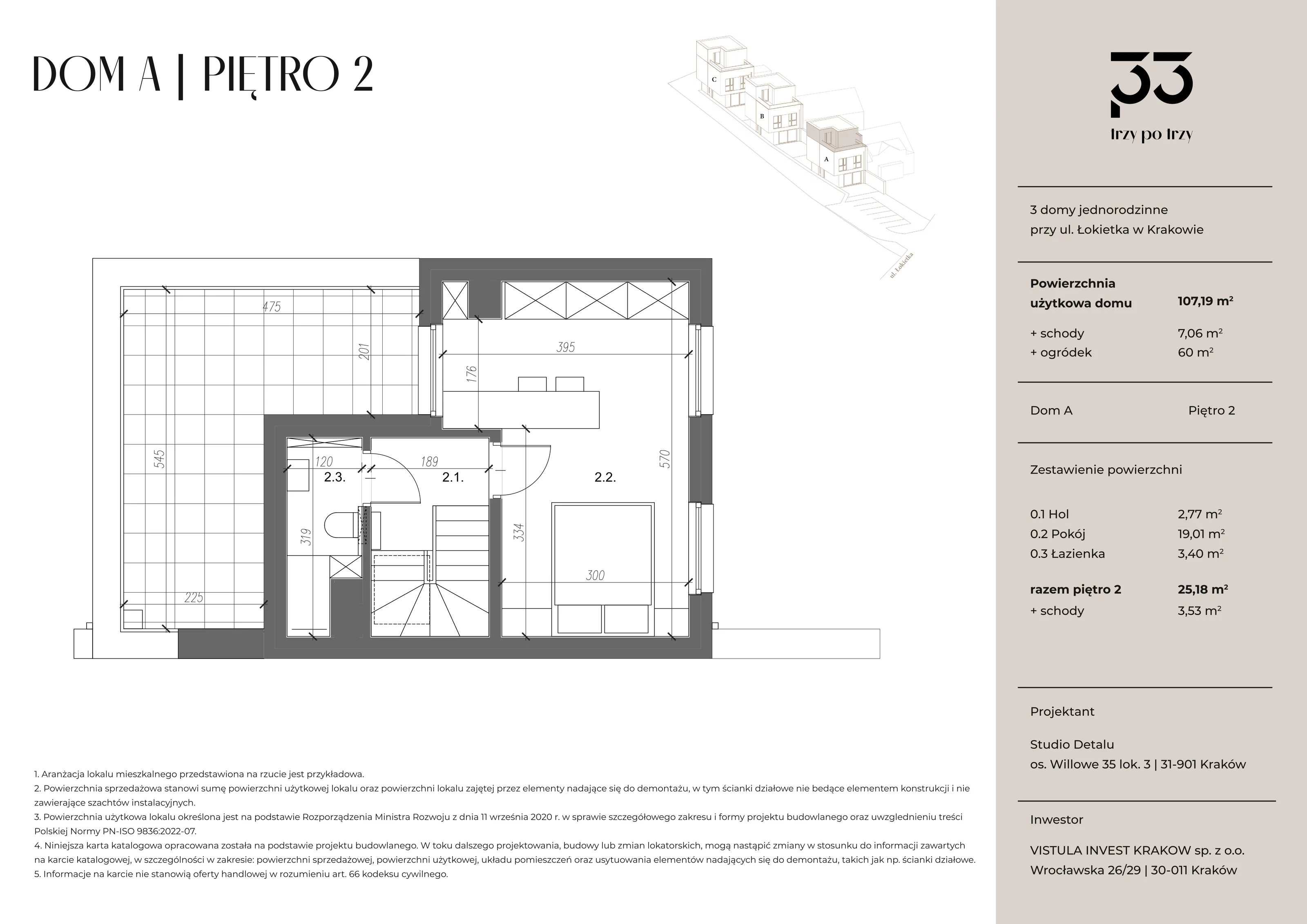 Dom i rezydencja 107,00 m², oferta nr A, Trzy po trzy, Kraków, Prądnik Biały, Tonie, ul. Władysława Łokietka
