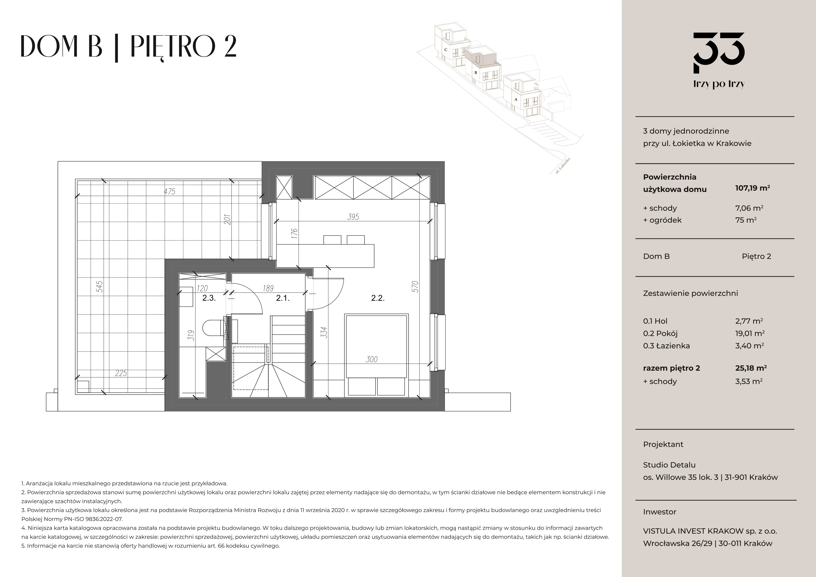 Dom i rezydencja 107,00 m², oferta nr B, Trzy po trzy, Kraków, Prądnik Biały, Tonie, ul. Władysława Łokietka
