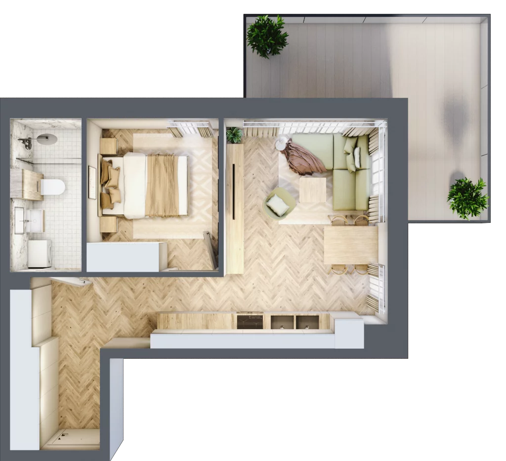 2 pokoje, apartament 39,31 m², parter, oferta nr A1/3, Apartamenty Klimatyczna, Gdańsk, Wyspa Sobieszewska, ul. Klimatyczna 88