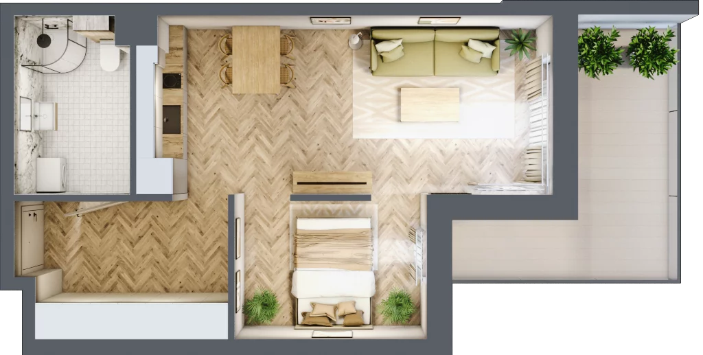1 pokój, apartament 41,27 m², parter, oferta nr B1/1, Apartamenty Klimatyczna, Gdańsk, Wyspa Sobieszewska, ul. Klimatyczna 88