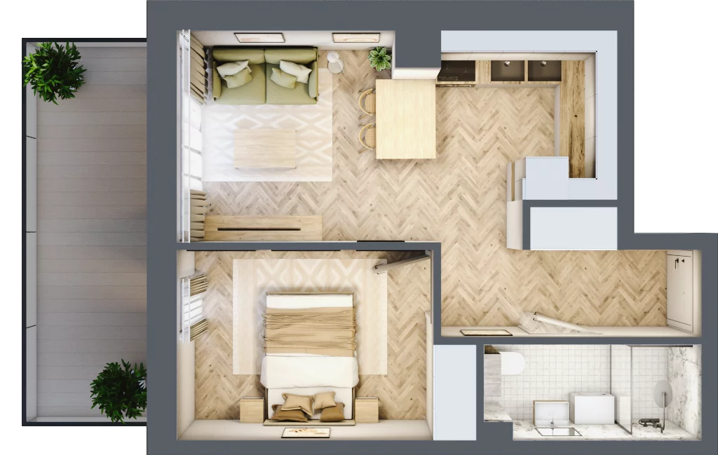 2 pokoje, apartament 36,89 m², parter, oferta nr B1/8, Apartamenty Klimatyczna, Gdańsk, Wyspa Sobieszewska, ul. Klimatyczna 88