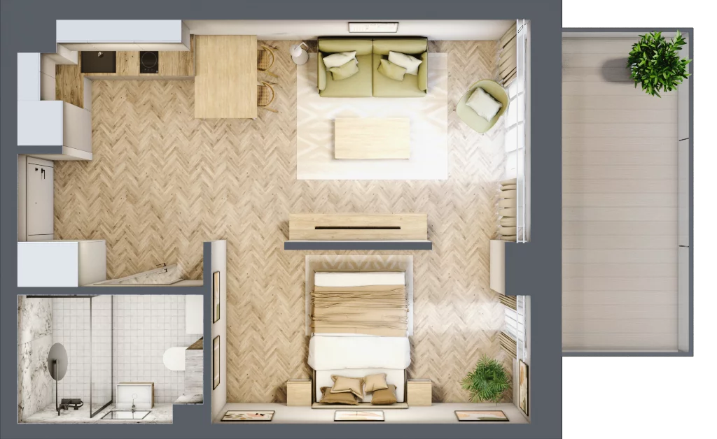 1 pokój, apartament 35,55 m², piętro 2, oferta nr B3/20, Apartamenty Klimatyczna, Gdańsk, Wyspa Sobieszewska, ul. Klimatyczna 88