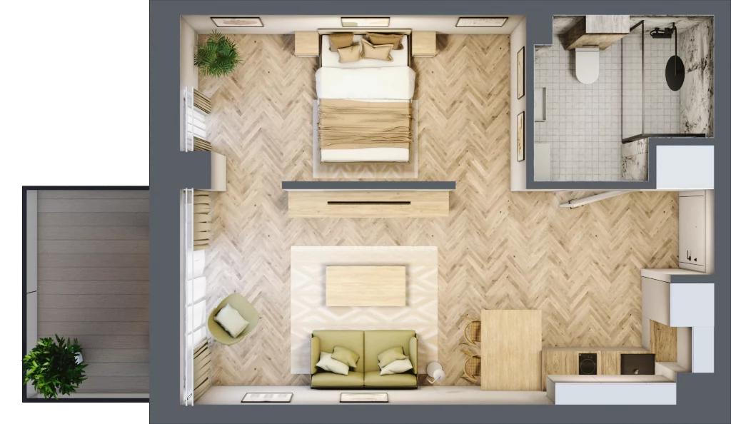 1 pokój, apartament 38,00 m², piętro 1, oferta nr B2/16, Apartamenty Klimatyczna, Gdańsk, Wyspa Sobieszewska, ul. Klimatyczna 88