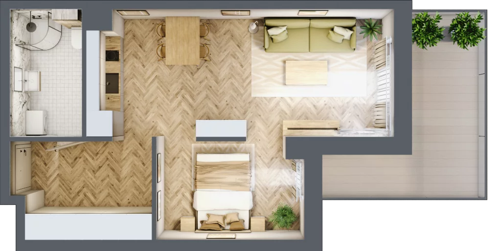 3 pokoje, apartament 41,09 m², piętro 1, oferta nr B2/10, Apartamenty Klimatyczna, Gdańsk, Wyspa Sobieszewska, ul. Klimatyczna 88