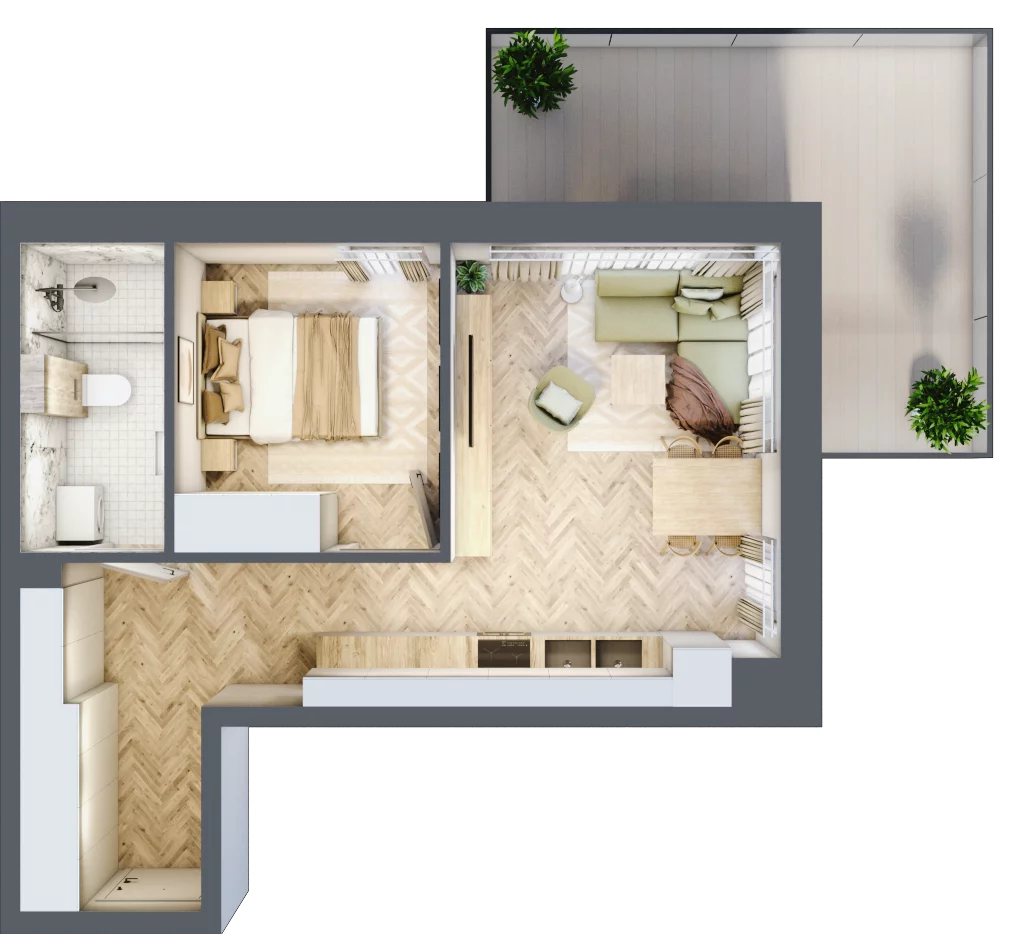 2 pokoje, apartament 39,31 m², parter, oferta nr B1/3, Apartamenty Klimatyczna, Gdańsk, Wyspa Sobieszewska, ul. Klimatyczna 88