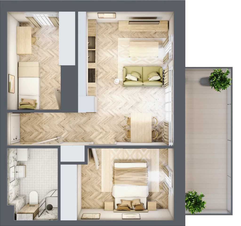 2 pokoje, apartament 45,09 m², piętro 1, oferta nr B2/9, Apartamenty Klimatyczna, Gdańsk, Wyspa Sobieszewska, ul. Klimatyczna 88