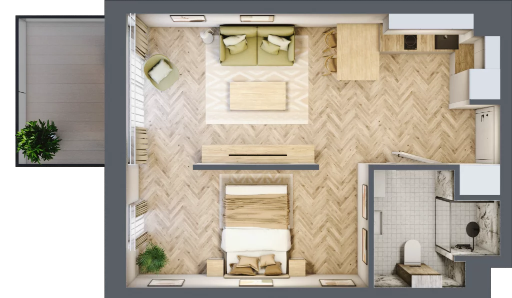 1 pokój, apartament 38,07 m², parter, oferta nr B1/6, Apartamenty Klimatyczna, Gdańsk, Wyspa Sobieszewska, ul. Klimatyczna 88
