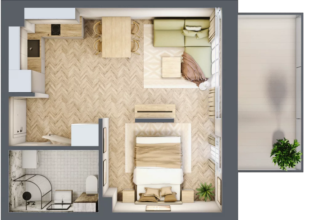 1 pokój, apartament 30,36 m², parter, oferta nr B1/4, Apartamenty Klimatyczna, Gdańsk, Wyspa Sobieszewska, ul. Klimatyczna 88