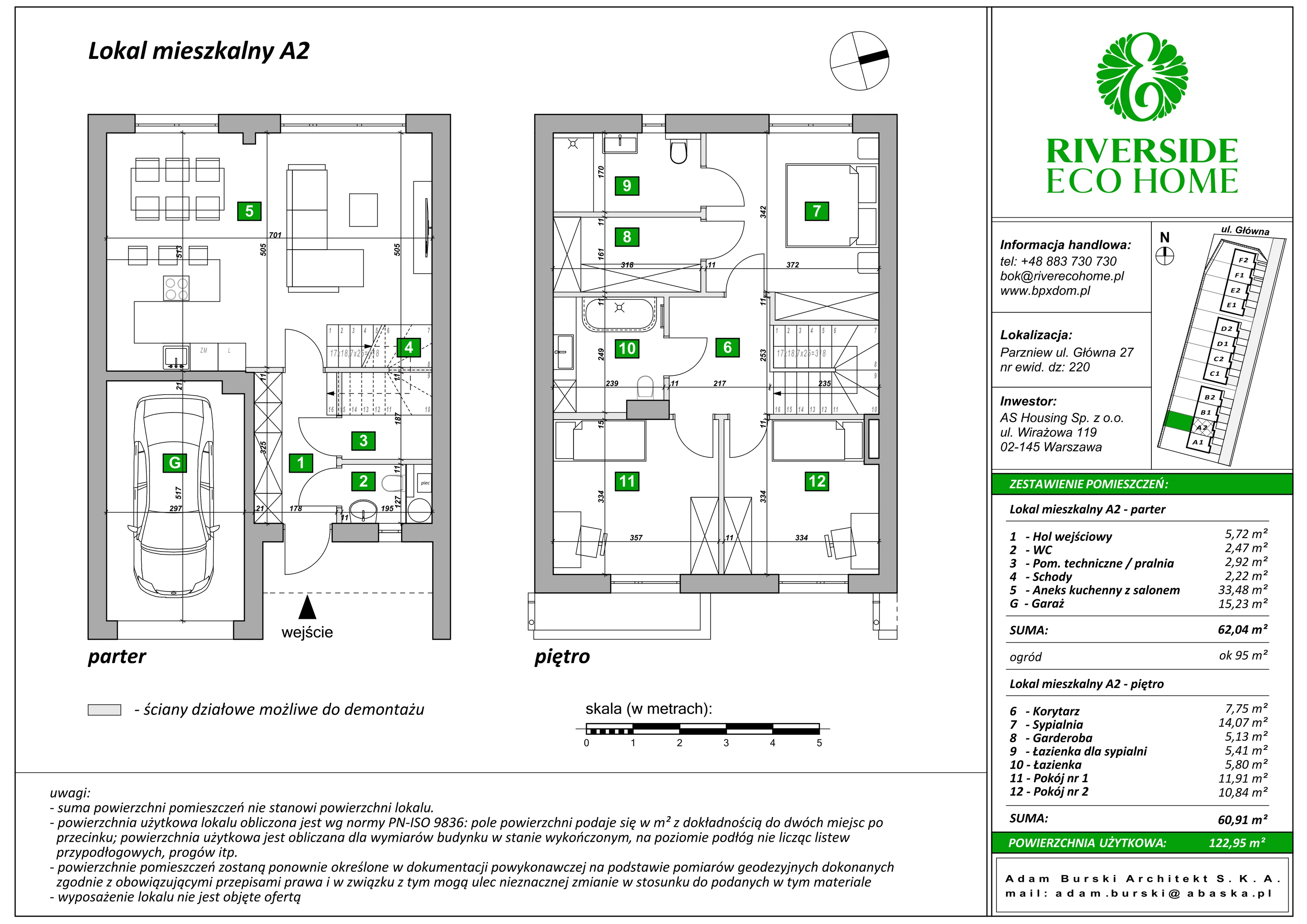 Dom 122,95 m², oferta nr A2, Riverside Eco Home, Parzniew, ul. Główna 27