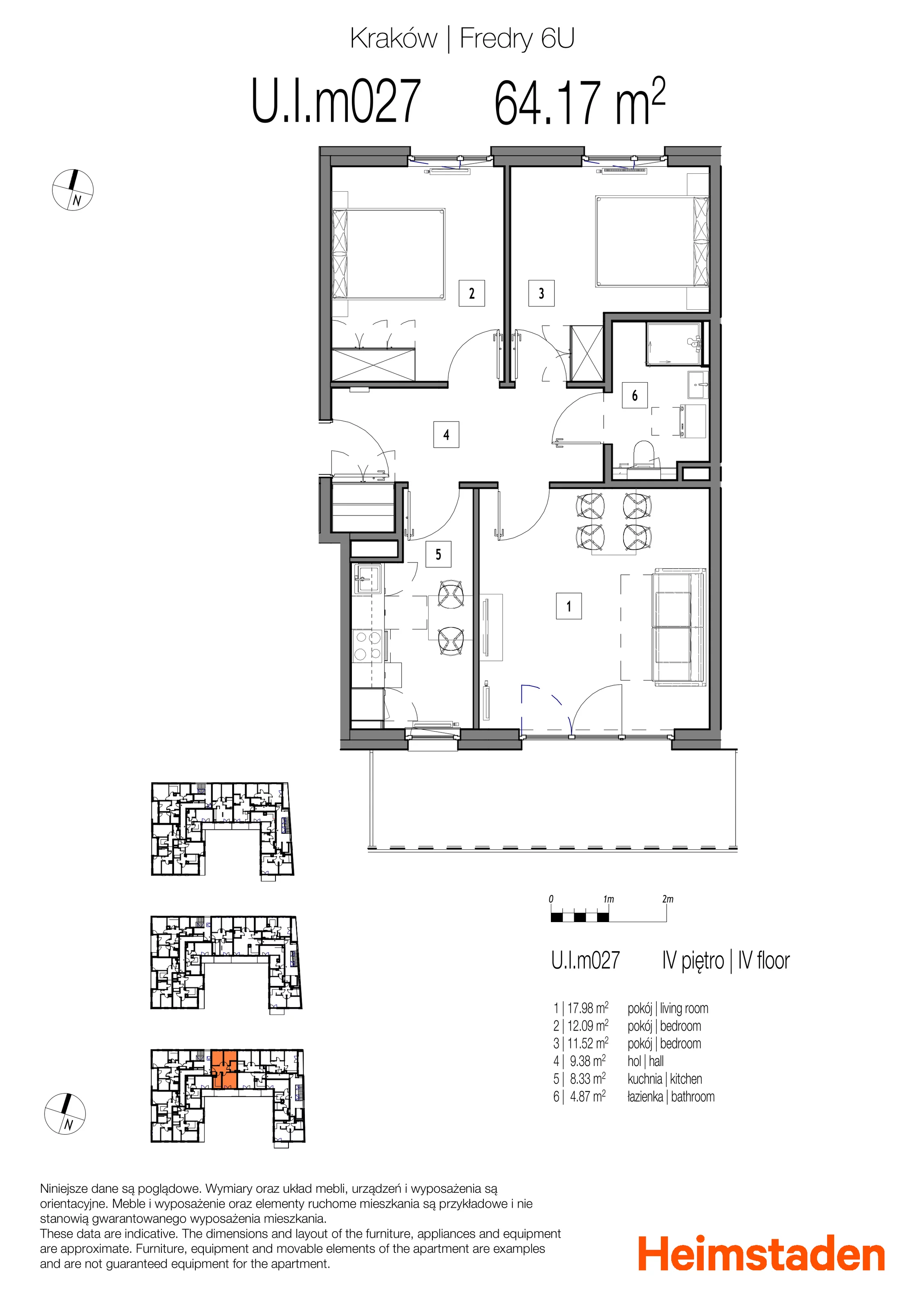3 pokoje, mieszkanie 64,17 m², piętro 4, oferta nr M27, Fredry 6, Kraków, Łagiewniki-Borek Fałęcki, Łagiewniki, ul. Aleksandra Fredry 6