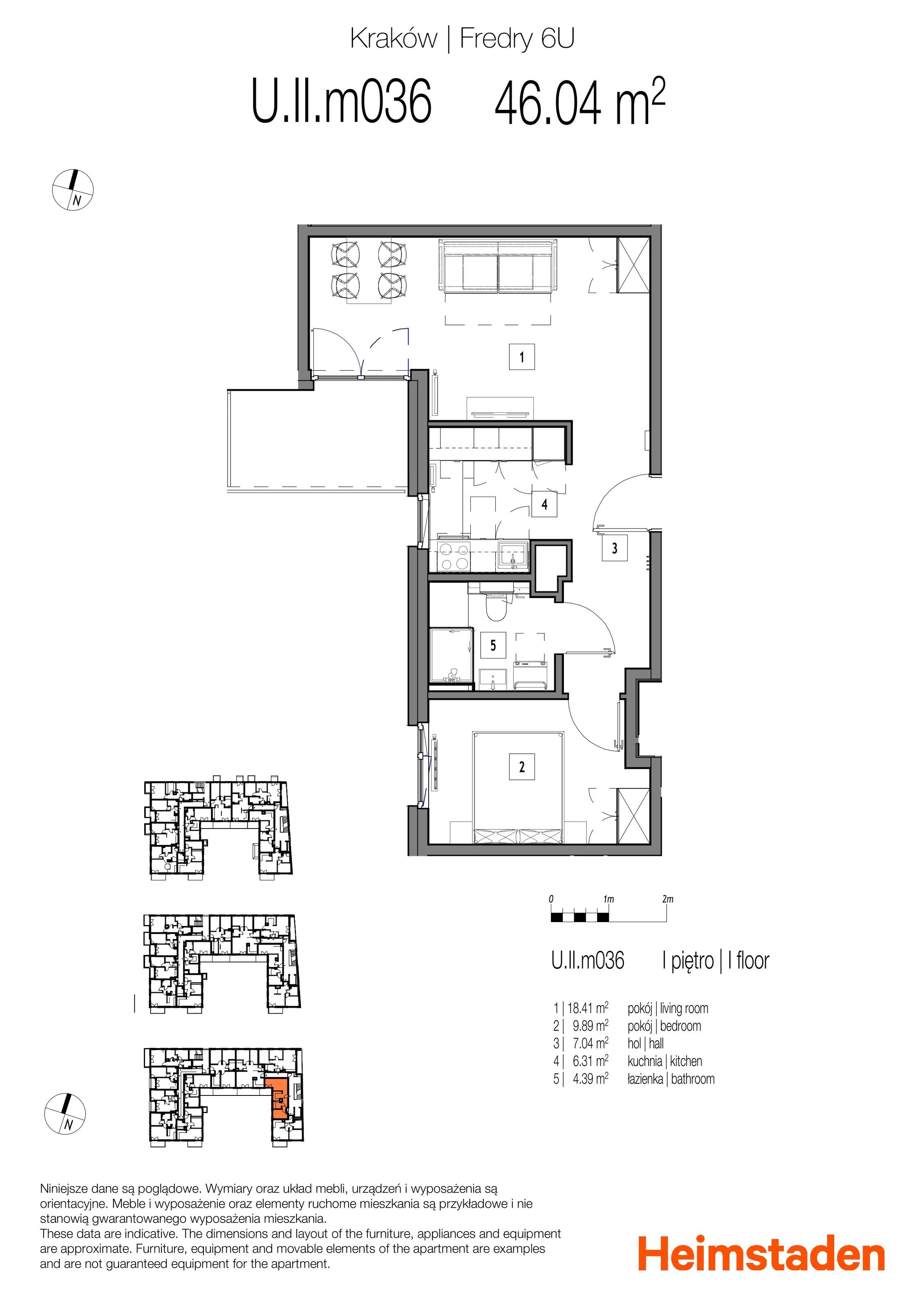 2 pokoje, mieszkanie 46,04 m², piętro 1, oferta nr M36, Fredry 6, Kraków, Łagiewniki-Borek Fałęcki, Łagiewniki, ul. Aleksandra Fredry 6