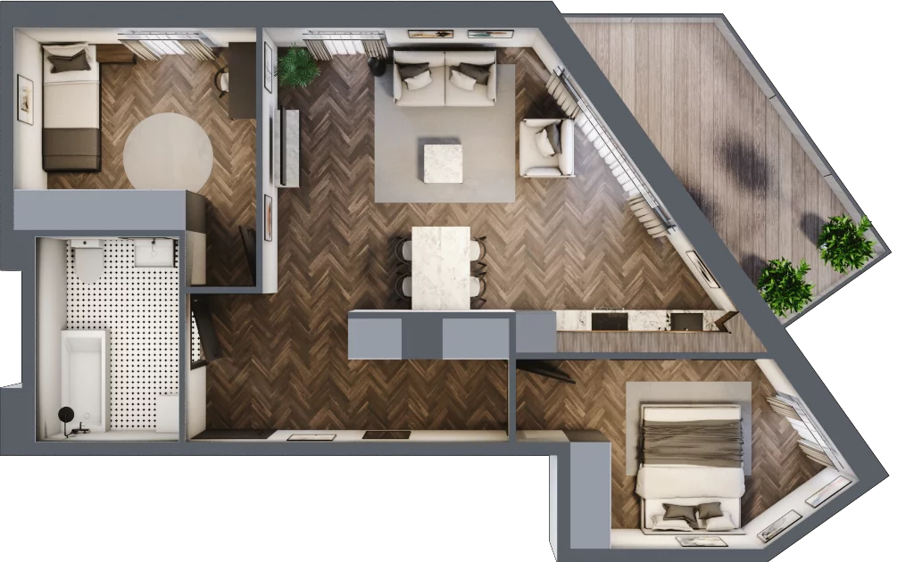 3 pokoje, mieszkanie 64,36 m², piętro 1, oferta nr 1.1, NOVO 30, Gdańsk, Jasień, ul. Leszczynowa 30