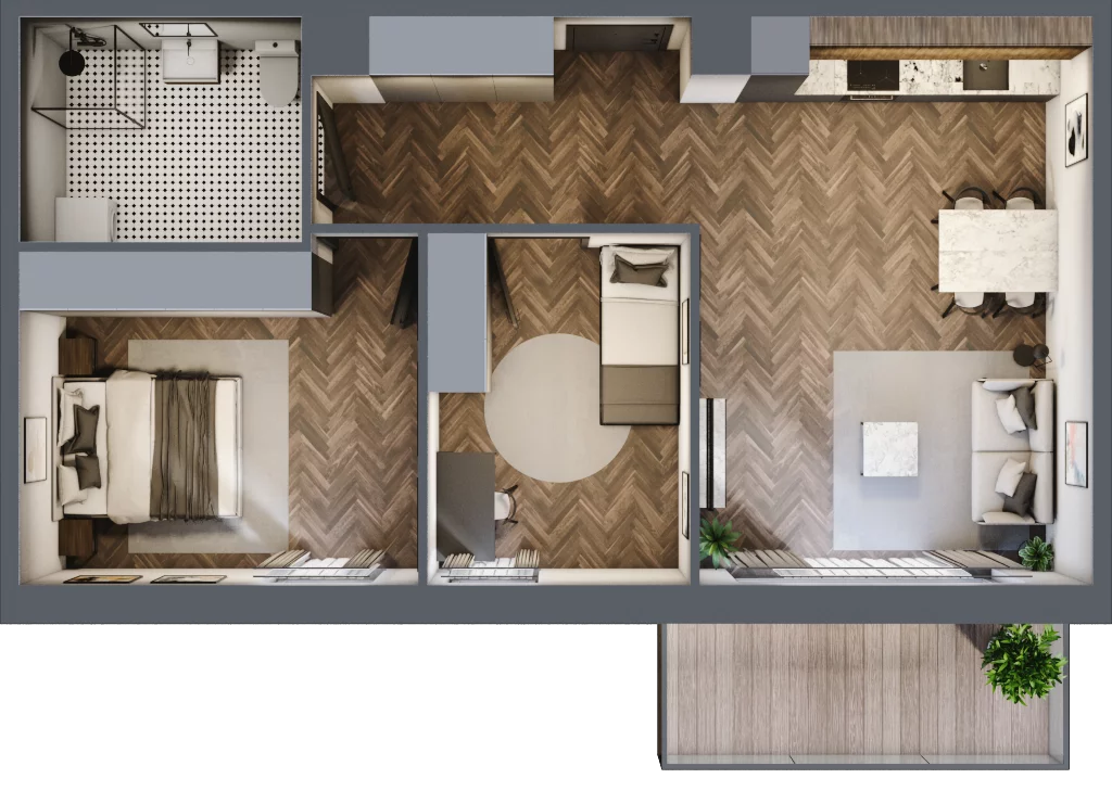 3 pokoje, apartament 62,78 m², piętro 1, oferta nr 1.3, NOVO 30, Gdańsk, Jasień, ul. Leszczynowa 30