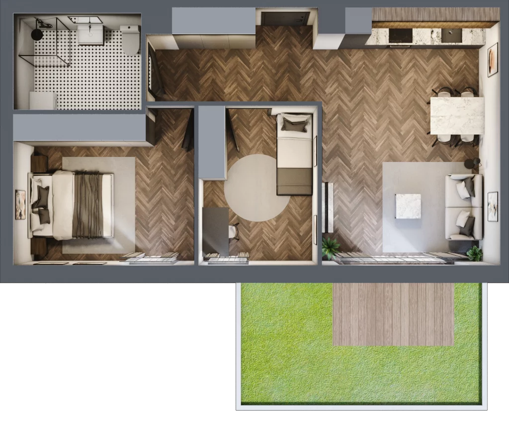 3 pokoje, mieszkanie 62,44 m², parter, oferta nr 0.3, NOVO 30, Gdańsk, Jasień, ul. Leszczynowa 30