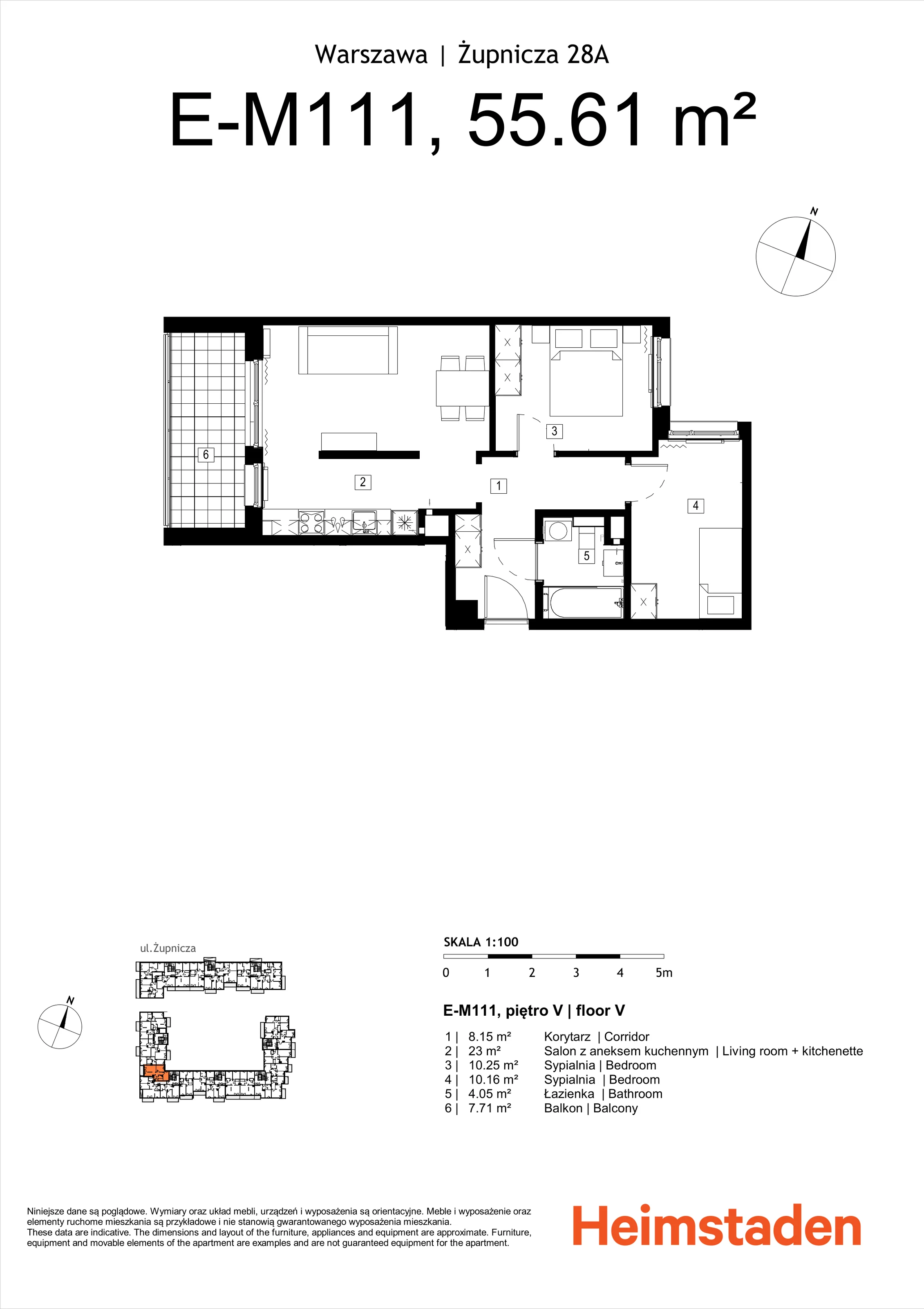 3 pokoje, mieszkanie 55,61 m², piętro 5, oferta nr M111, Żupnicza 28, Warszawa, Praga Południe, Kamionek, ul. Żupnicza 28A