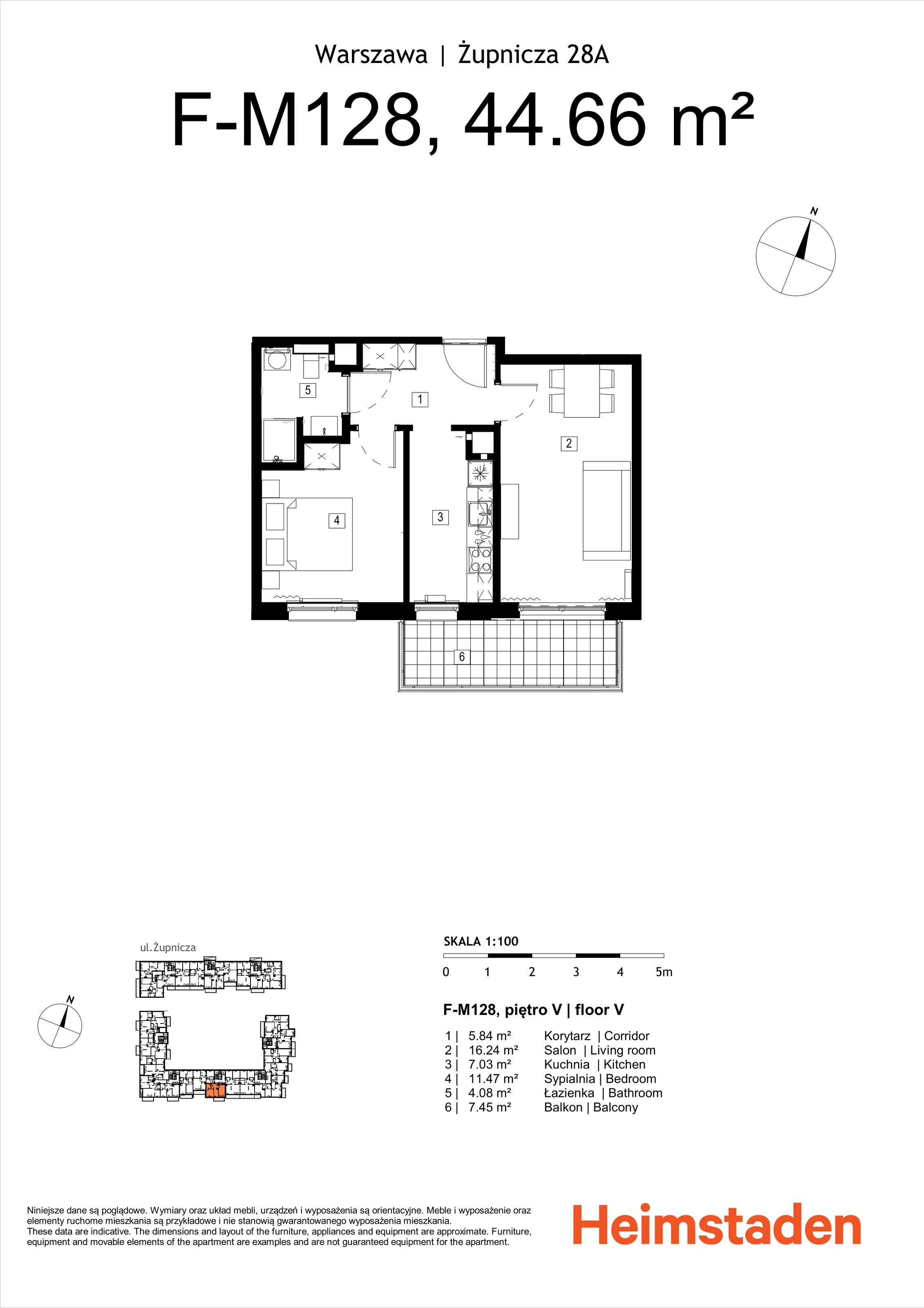 2 pokoje, mieszkanie 44,66 m², piętro 5, oferta nr M128, Żupnicza 28, Warszawa, Praga Południe, Kamionek, ul. Żupnicza 28A