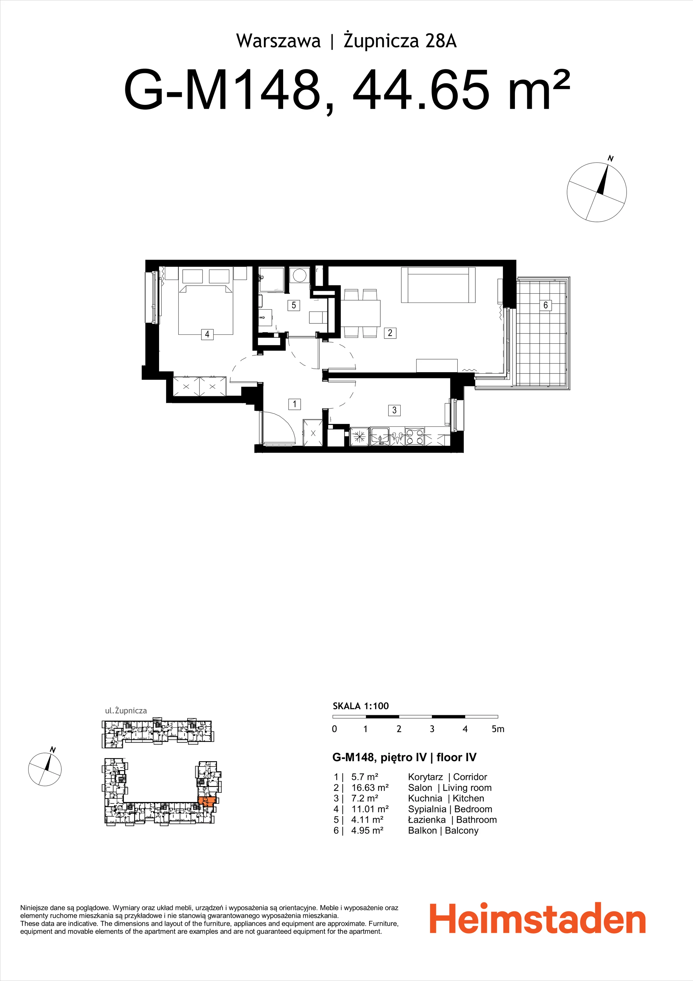 2 pokoje, mieszkanie 44,65 m², piętro 4, oferta nr M148, Żupnicza 28, Warszawa, Praga Południe, Kamionek, ul. Żupnicza 28A