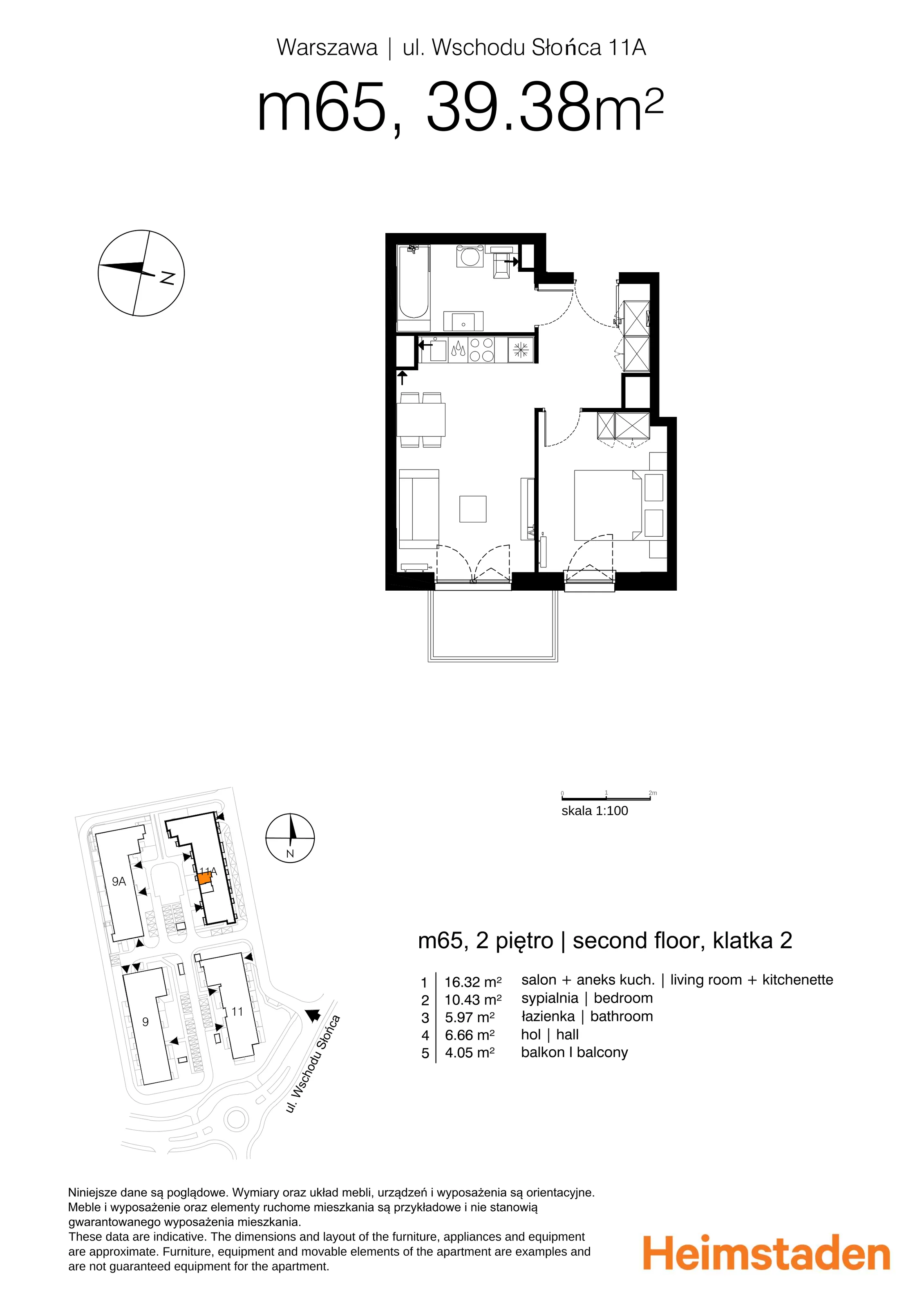 2 pokoje, mieszkanie 39,38 m², piętro 2, oferta nr M65, Aurora, Warszawa, Włochy, Raków, ul. Wschodu Słońca 11A