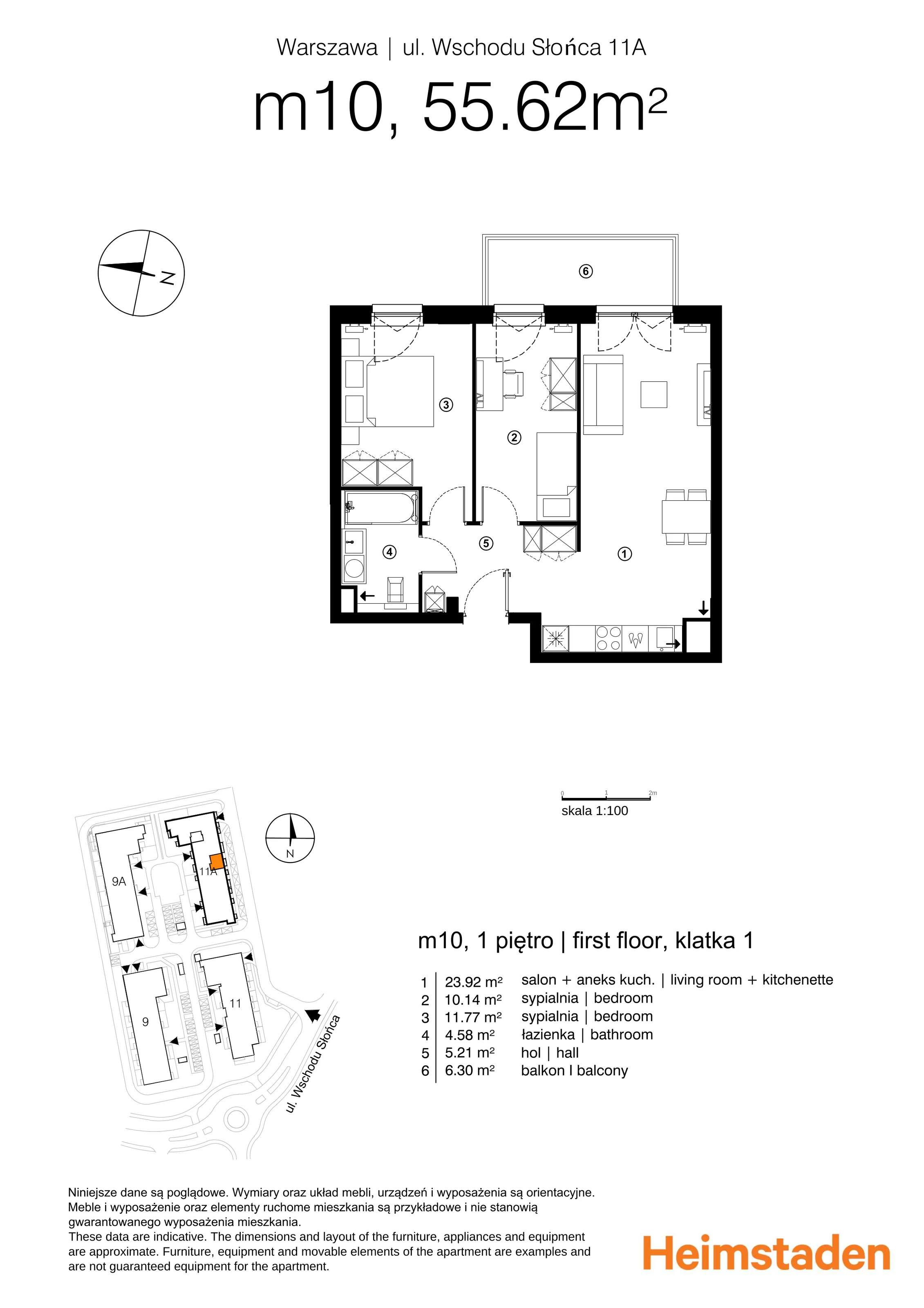 3 pokoje, mieszkanie 55,64 m², piętro 1, oferta nr M10, Aurora, Warszawa, Włochy, Raków, ul. Wschodu Słońca 11A