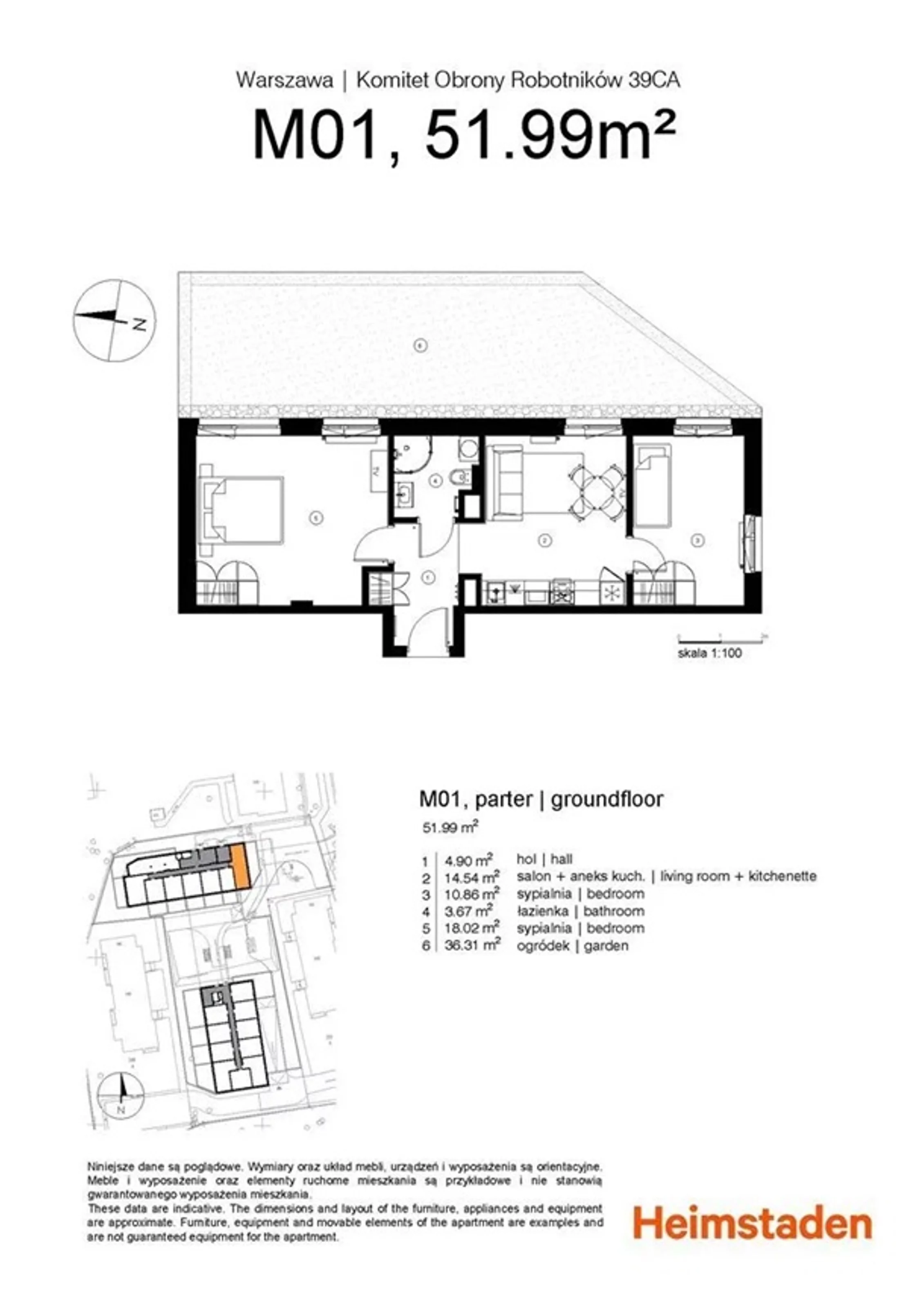 3 pokoje, mieszkanie 51,99 m², parter, oferta nr M01, Studio Okęcie, Warszawa, Włochy, Okęcie, ul. Komitetu Obrony Robotników 39CA, 39CB