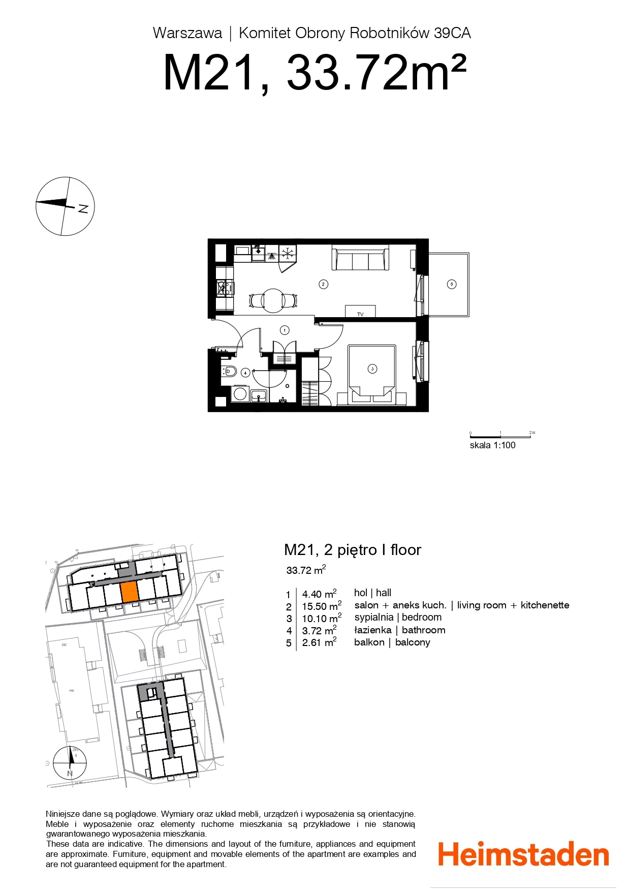 2 pokoje, mieszkanie 33,72 m², piętro 2, oferta nr M21, Studio Okęcie, Warszawa, Włochy, Okęcie, ul. Komitetu Obrony Robotników 39CA, 39CB