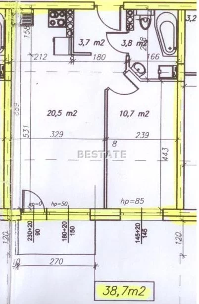 2 pokoje, mieszkanie 38,70 m², piętro 2, oferta nr , BESP-MW-1743-68, Pabianice