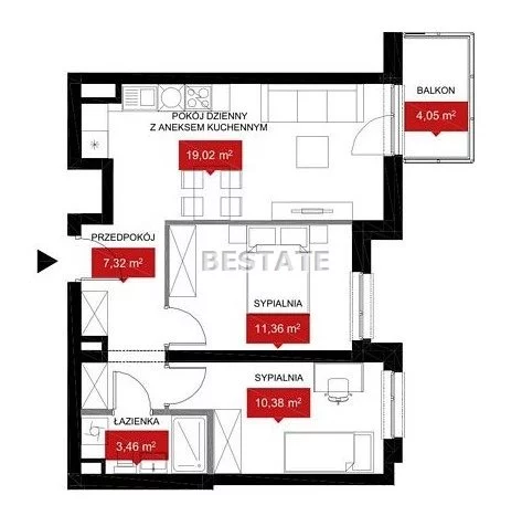 3 pokoje, mieszkanie 51,54 m², piętro 6, oferta nr , BESW-MS-14690, Wrocław, Psie Pole-Zawidawie, Psie Pole