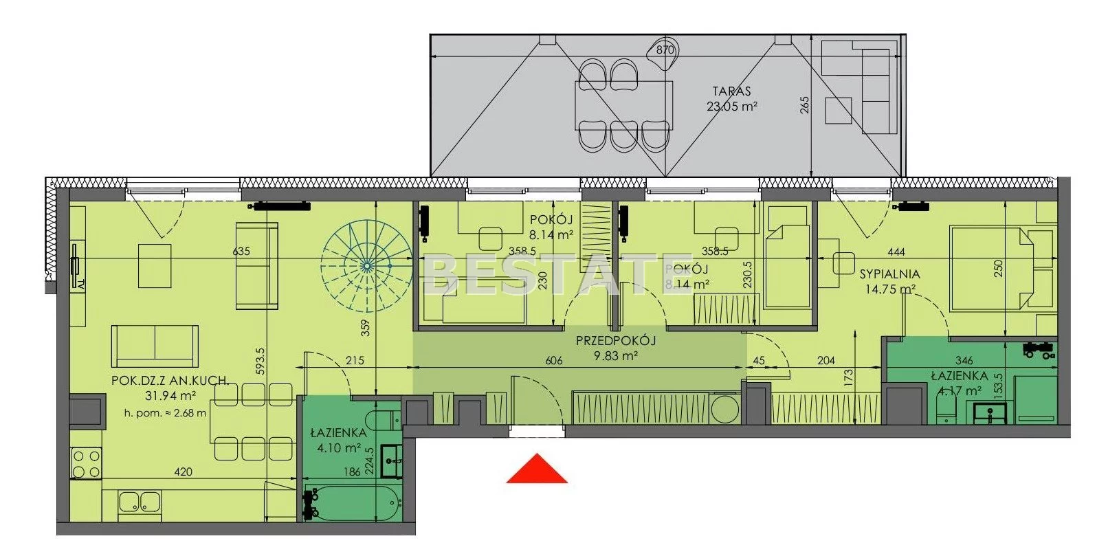 4 pokoje, apartament 81,07 m², piętro 6, oferta nr , BESW-MS-14779, Wrocław, Fabryczna