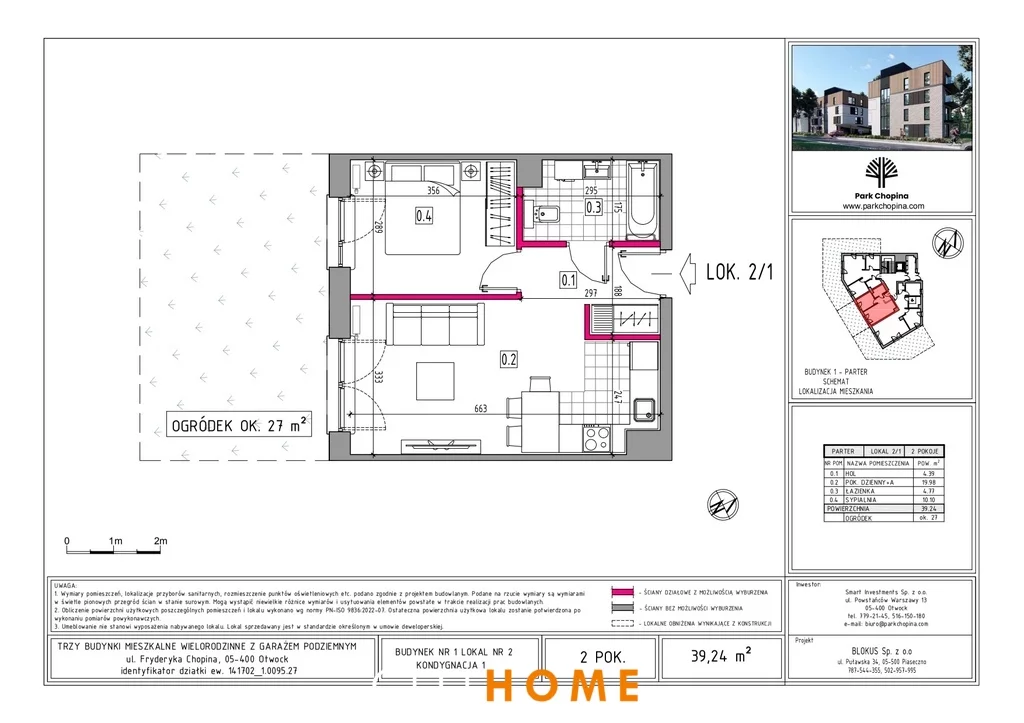 2 pokoje, mieszkanie 39,24 m², parter, oferta nr , 10624/1969/OMS, Otwock, Fryderyka Chopina