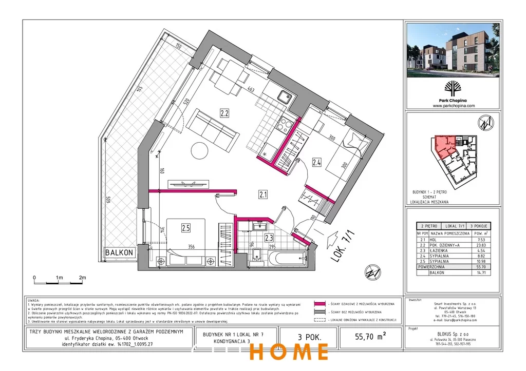 3 pokoje, mieszkanie 55,70 m², piętro 2, oferta nr , 10625/1969/OMS, Otwock, Fryderyka Chopina