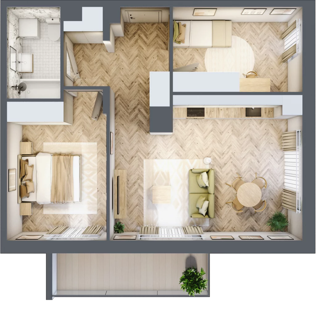 3 pokoje, mieszkanie 59,39 m², piętro 1, oferta nr 14, Tuwima Park, Grójec, ul. Poetów 2