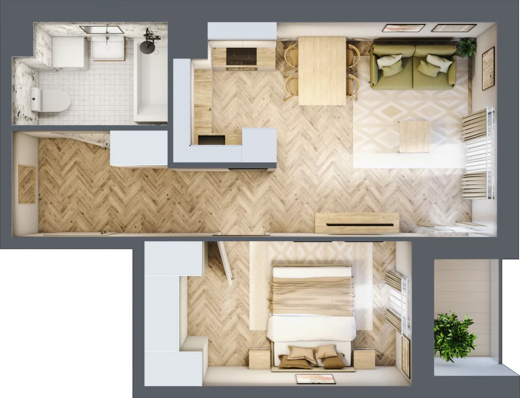 2 pokoje, mieszkanie 42,02 m², piętro 1, oferta nr 19, Tuwima Park, Grójec, ul. Poetów 2